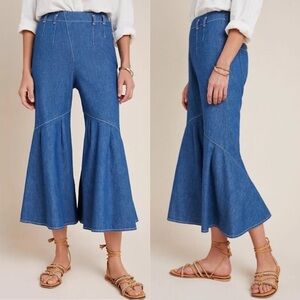 Anthropologie Pilcro Ruffled Hem Wide Leg Jeans Pants US 2